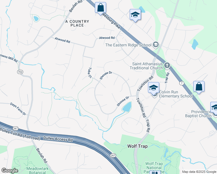 map of restaurants, bars, coffee shops, grocery stores, and more near 9412 Tuba Court in Vienna