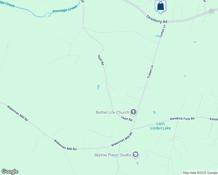 map of restaurants, bars, coffee shops, grocery stores, and more near 380 Hunt Road in Front Royal