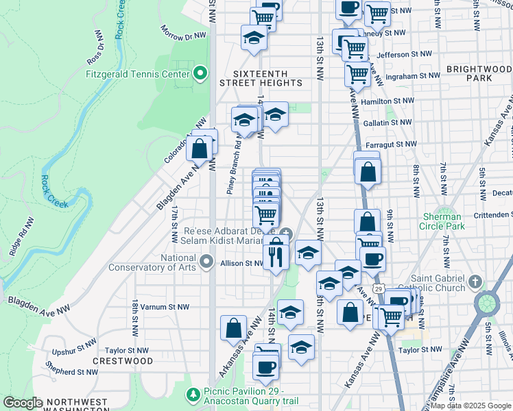 map of restaurants, bars, coffee shops, grocery stores, and more near 101 Independence Avenue Southeast in Washington