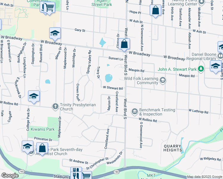 map of restaurants, bars, coffee shops, grocery stores, and more near 1107 Ridge Rd in Columbia