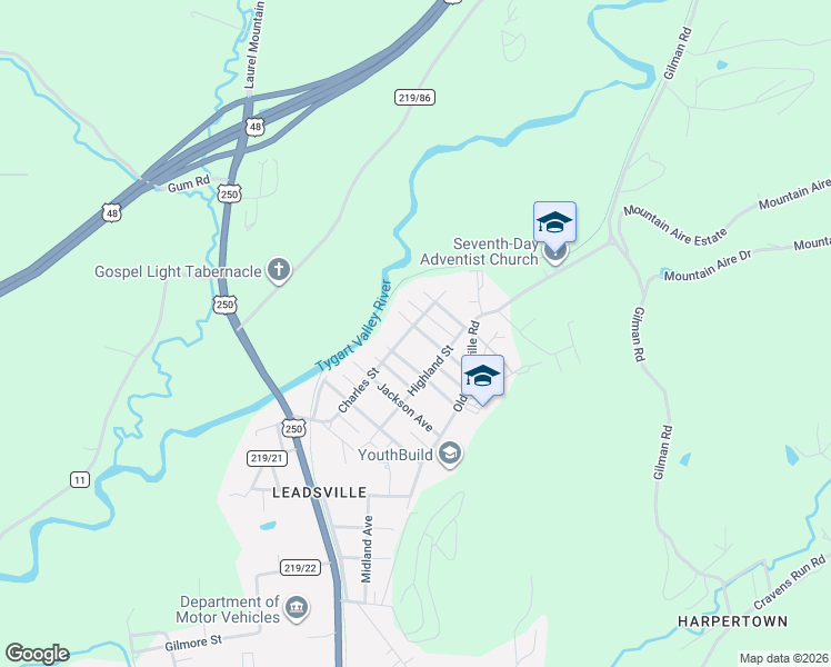 map of restaurants, bars, coffee shops, grocery stores, and more near 100-198 County Route 219/25 in Elkins