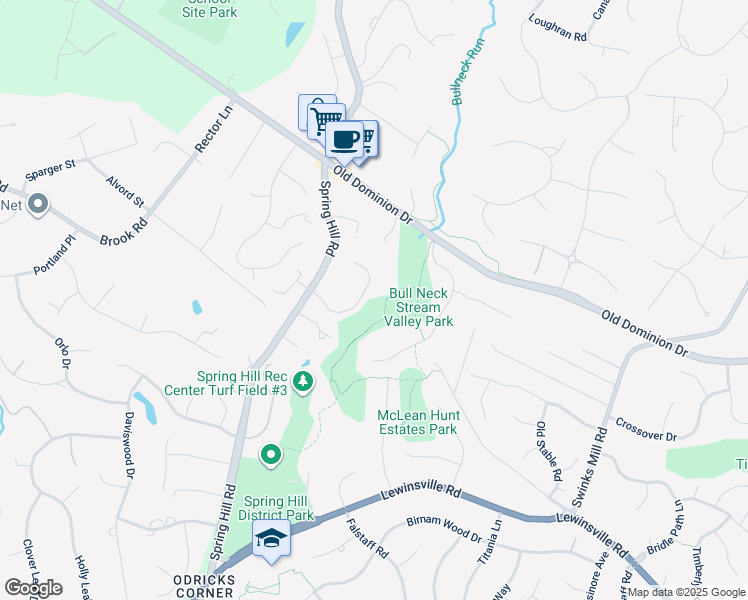 map of restaurants, bars, coffee shops, grocery stores, and more near 8111 Spring Hill Farm Drive in McLean