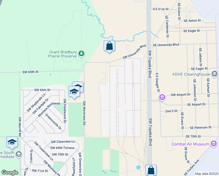 map of restaurants, bars, coffee shops, grocery stores, and more near in Topeka