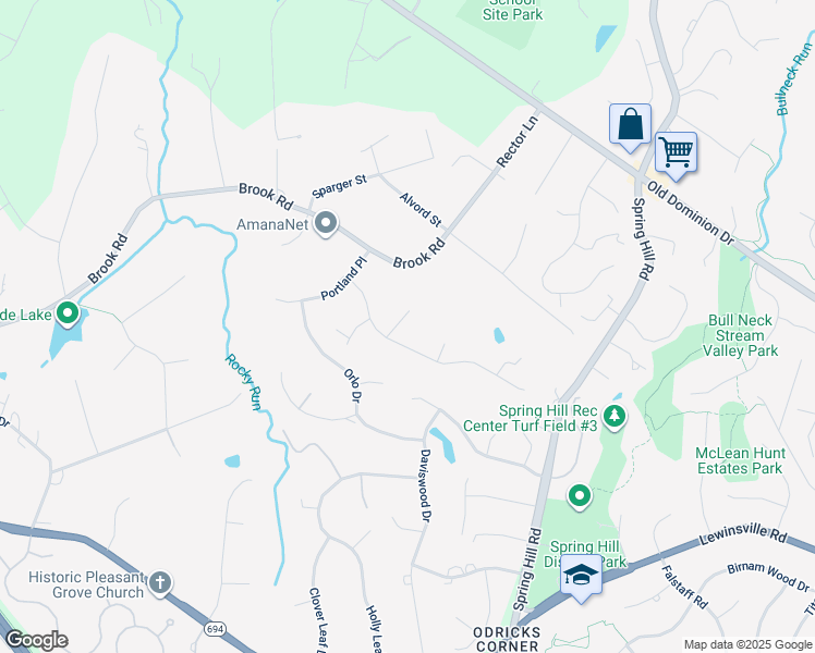 map of restaurants, bars, coffee shops, grocery stores, and more near 1207 Ina Lane in McLean