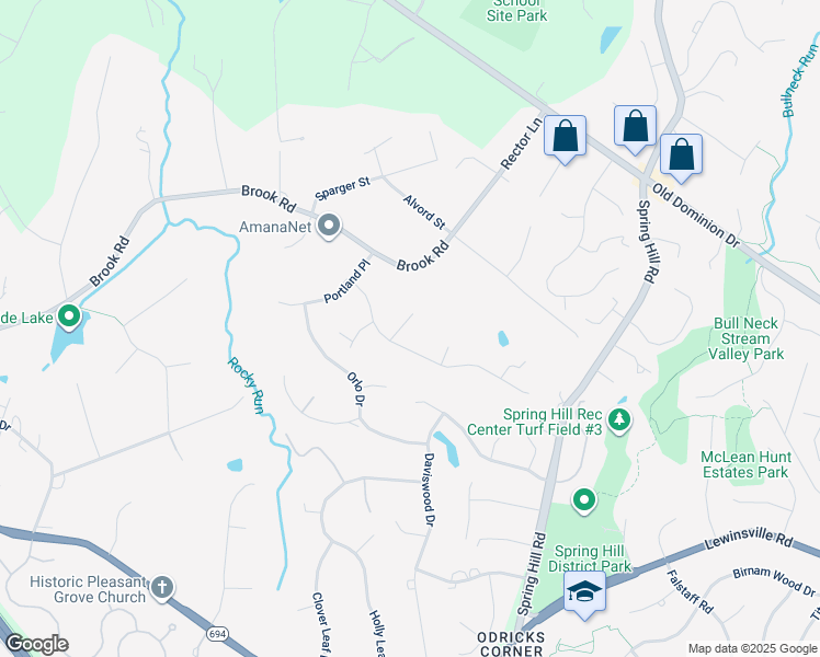 map of restaurants, bars, coffee shops, grocery stores, and more near 1207 Ina Lane in McLean
