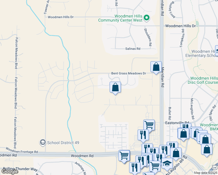 map of restaurants, bars, coffee shops, grocery stores, and more near 11430 Owl Place in Peyton