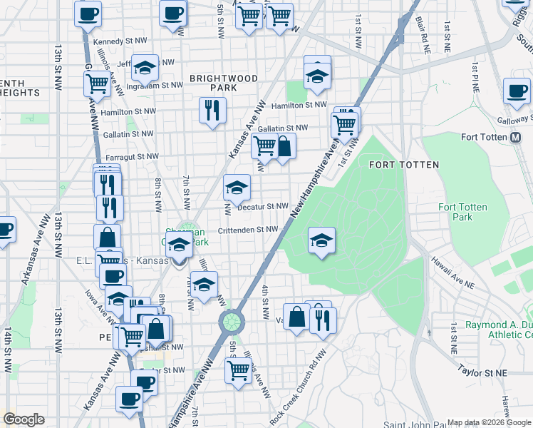 map of restaurants, bars, coffee shops, grocery stores, and more near 101 Independence Avenue Southeast in Washington
