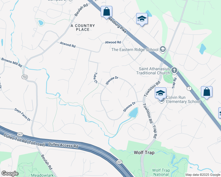 map of restaurants, bars, coffee shops, grocery stores, and more near 9416 Tuba Court in Vienna