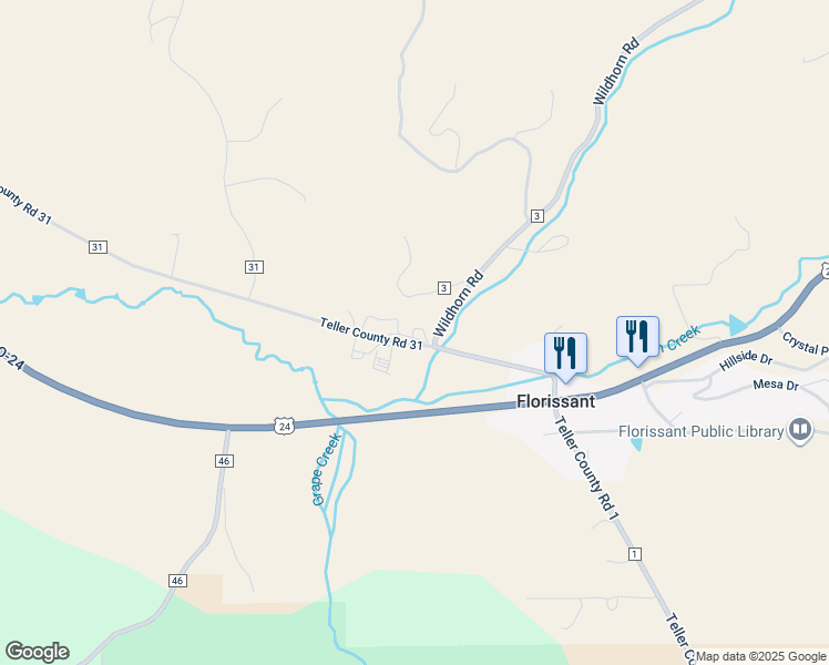 map of restaurants, bars, coffee shops, grocery stores, and more near 2009 County Road 31 in Florissant