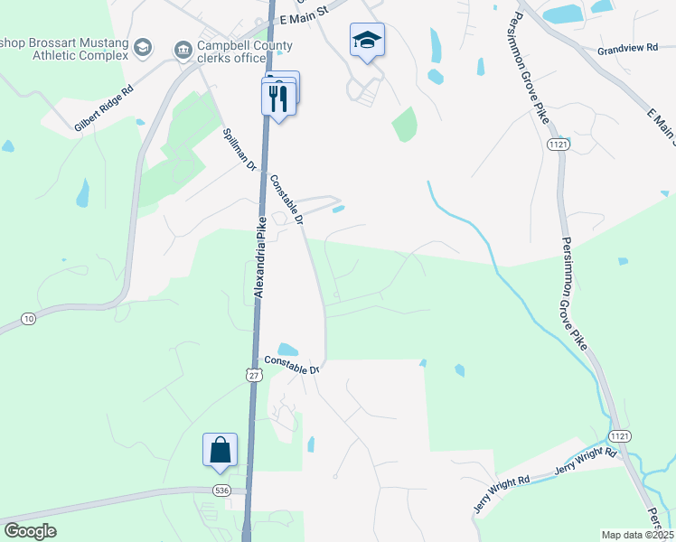 map of restaurants, bars, coffee shops, grocery stores, and more near 8 Broadfield Court in Alexandria