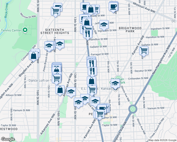 map of restaurants, bars, coffee shops, grocery stores, and more near 101 Independence Avenue Southeast in Washington