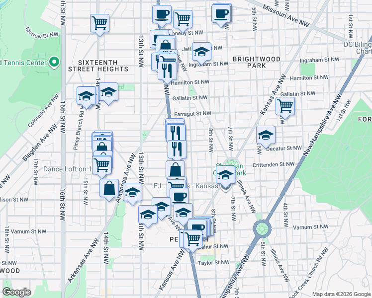 map of restaurants, bars, coffee shops, grocery stores, and more near 101 Independence Avenue Southeast in Washington
