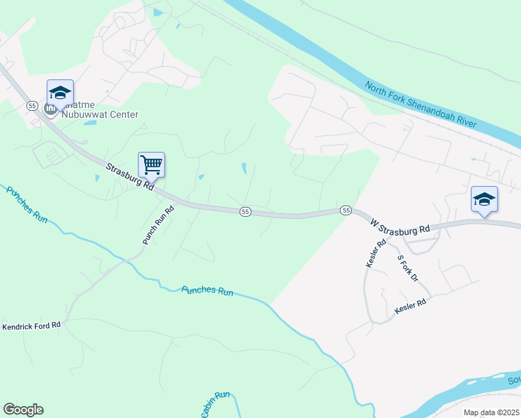 map of restaurants, bars, coffee shops, grocery stores, and more near 800 Strasburg Road in Front Royal