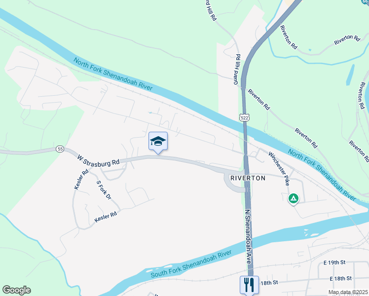 map of restaurants, bars, coffee shops, grocery stores, and more near 168 West Strasburg Road in Front Royal
