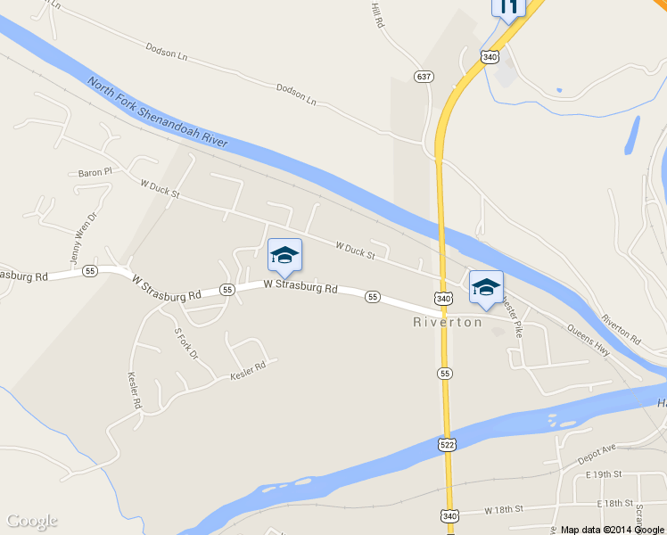 map of restaurants, bars, coffee shops, grocery stores, and more near 168 West Strasburg Road in Front Royal