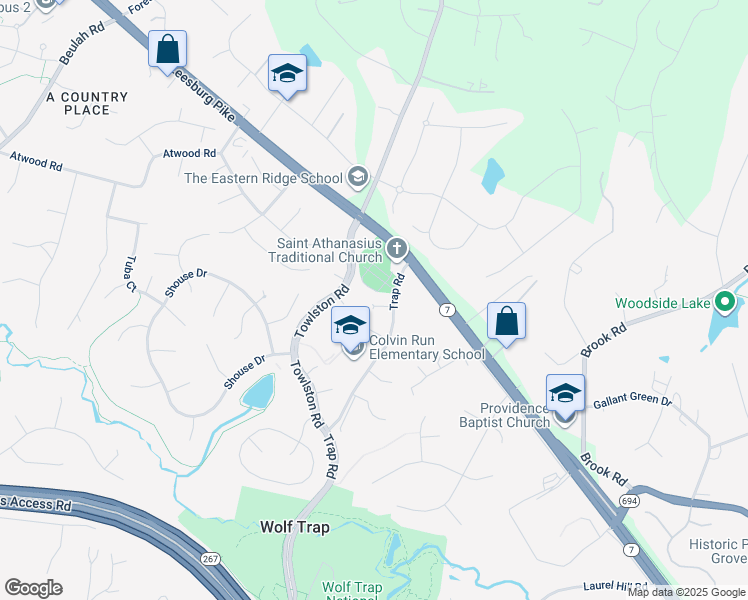 map of restaurants, bars, coffee shops, grocery stores, and more near 9202 Windsor Meadows Lane in Vienna