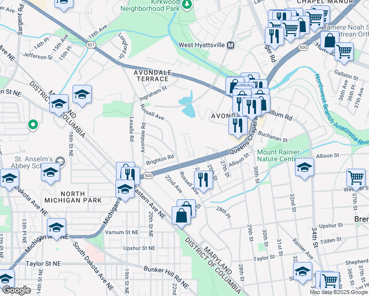 map of restaurants, bars, coffee shops, grocery stores, and more near 101 Independence Avenue Southeast in Washington
