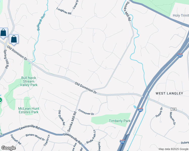 map of restaurants, bars, coffee shops, grocery stores, and more near 1101 Mill Ridge in McLean