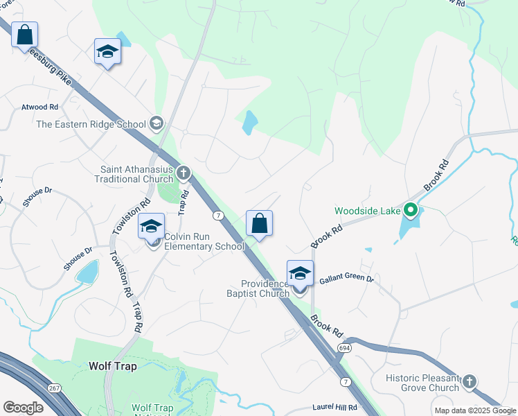 map of restaurants, bars, coffee shops, grocery stores, and more near 1355 Dreamweaver Court in Vienna