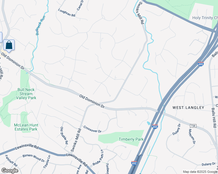 map of restaurants, bars, coffee shops, grocery stores, and more near 7608 Swinks Court in McLean