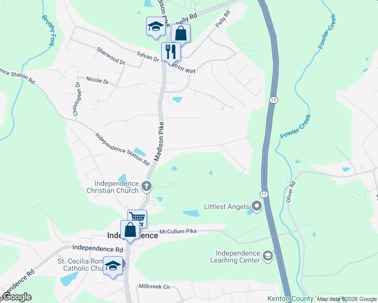 map of restaurants, bars, coffee shops, grocery stores, and more near 20 Mcmillan Drive in Independence