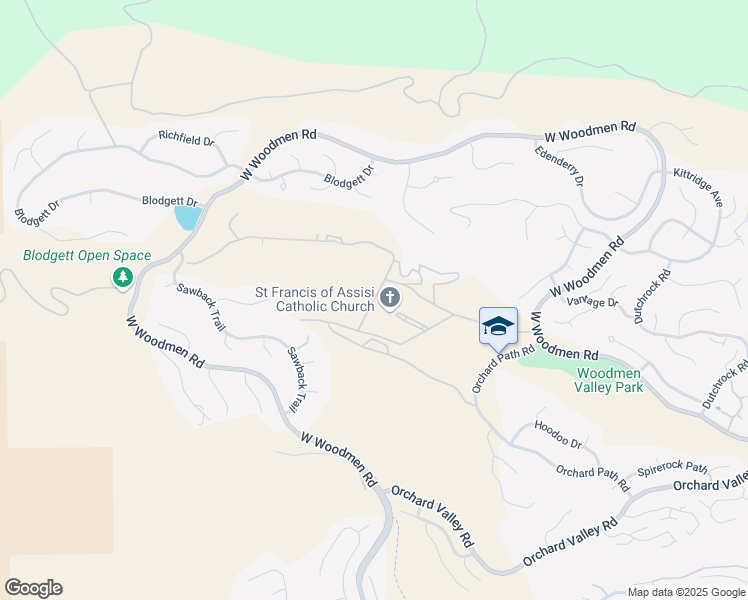 map of restaurants, bars, coffee shops, grocery stores, and more near 7619 Deer Hill Grove in Colorado Springs