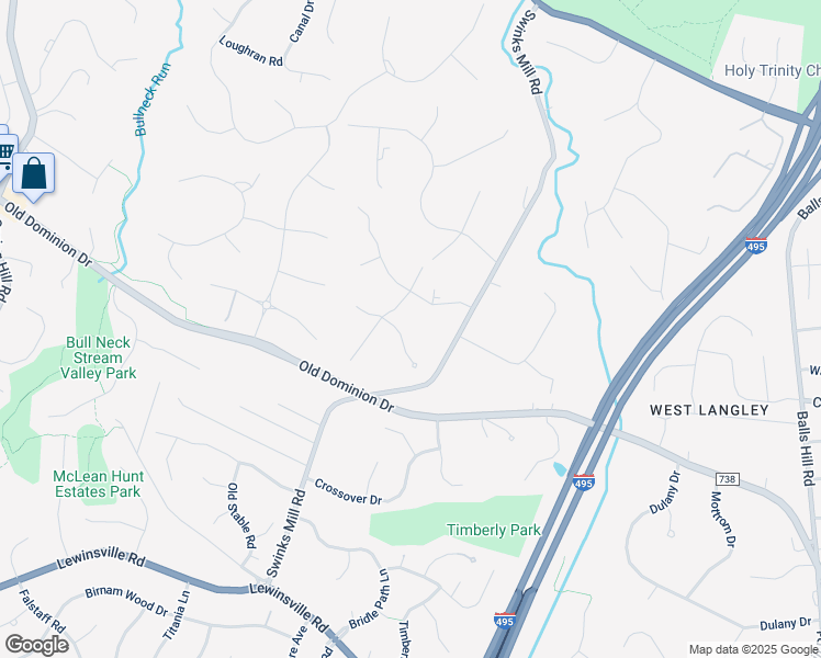 map of restaurants, bars, coffee shops, grocery stores, and more near 7608 Swinks Court in McLean
