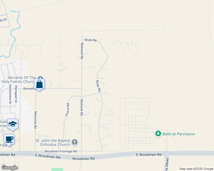 map of restaurants, bars, coffee shops, grocery stores, and more near 8065 Brule Road in Colorado Springs