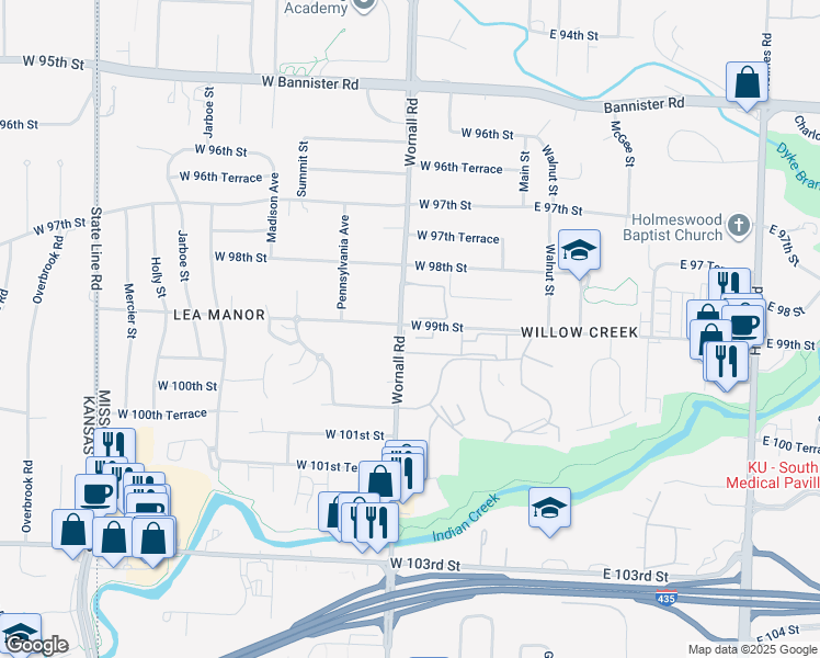 map of restaurants, bars, coffee shops, grocery stores, and more near in Kansas City