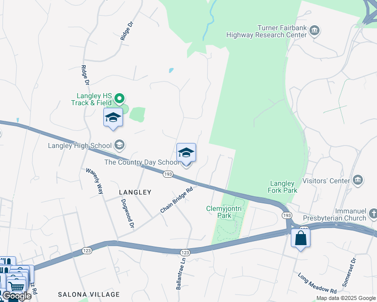 map of restaurants, bars, coffee shops, grocery stores, and more near 1020 Langley Hill Drive in McLean