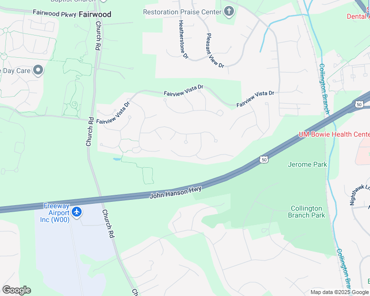 map of restaurants, bars, coffee shops, grocery stores, and more near 4300 Open Field Court in Bowie