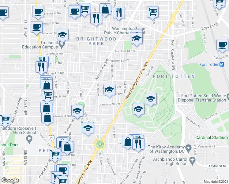 map of restaurants, bars, coffee shops, grocery stores, and more near 101 Independence Avenue Southeast in Washington