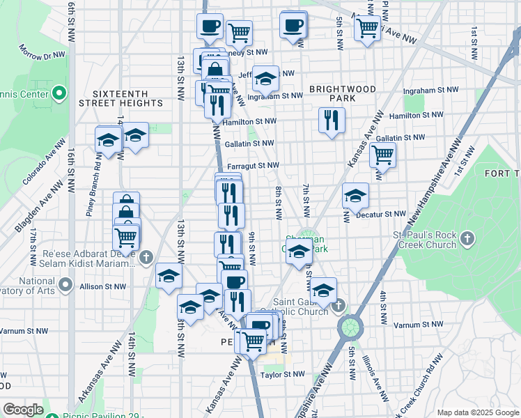 map of restaurants, bars, coffee shops, grocery stores, and more near 101 Independence Avenue Southeast in Washington