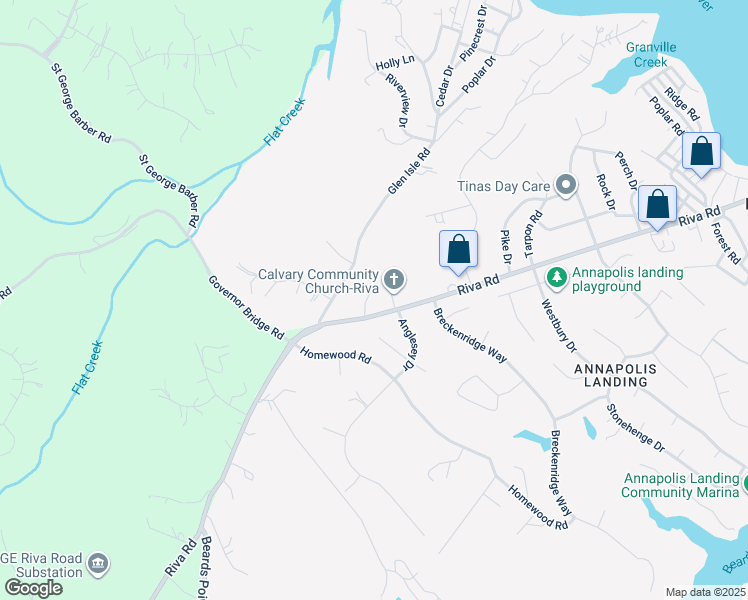 map of restaurants, bars, coffee shops, grocery stores, and more near 2803 Grey Havens Way in Riva