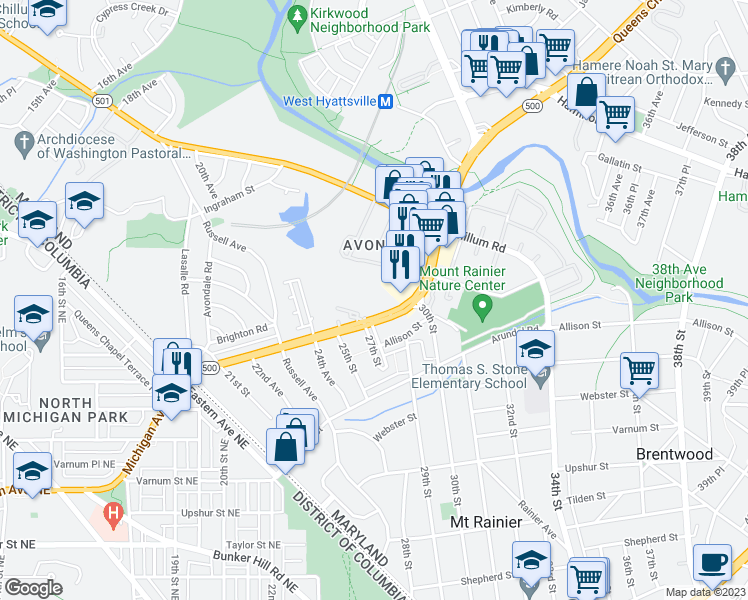 map of restaurants, bars, coffee shops, grocery stores, and more near 101 Independence Avenue Southeast in Washington