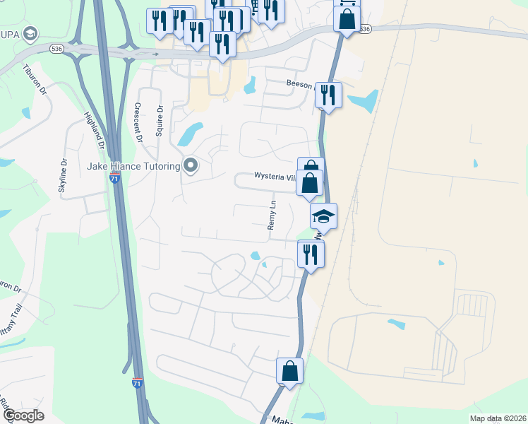 map of restaurants, bars, coffee shops, grocery stores, and more near 19 Deer Haven Court in Florence