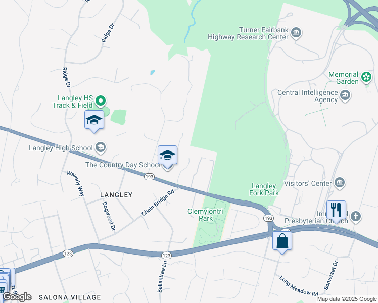 map of restaurants, bars, coffee shops, grocery stores, and more near 1000 Dogue Hill Lane in McLean