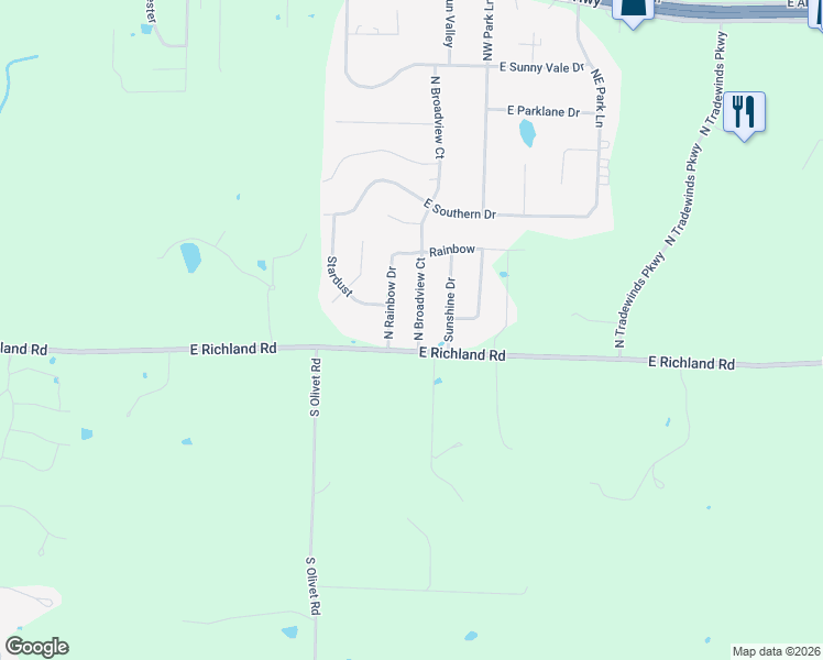 map of restaurants, bars, coffee shops, grocery stores, and more near 60 N Rainbow Dr in Columbia