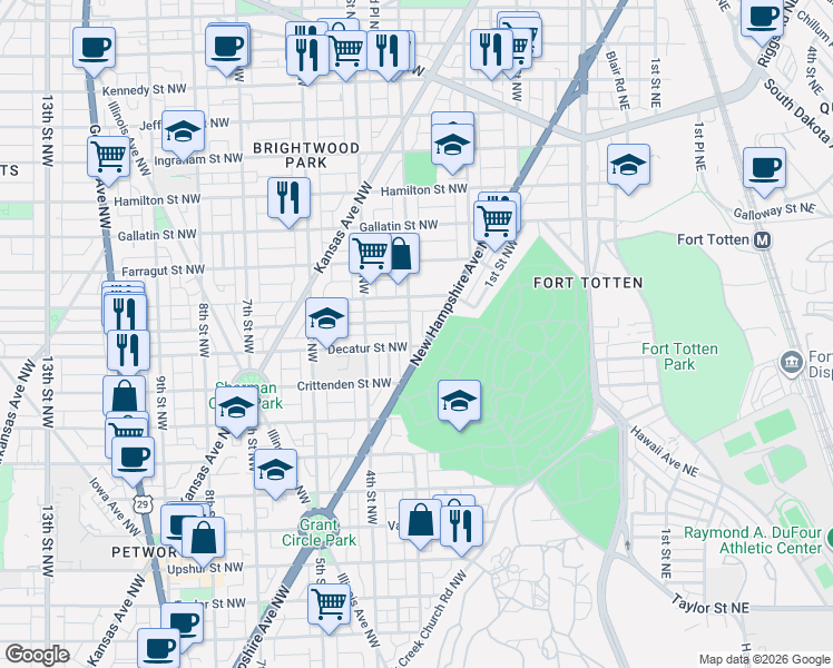 map of restaurants, bars, coffee shops, grocery stores, and more near 101 Independence Avenue Southeast in Washington
