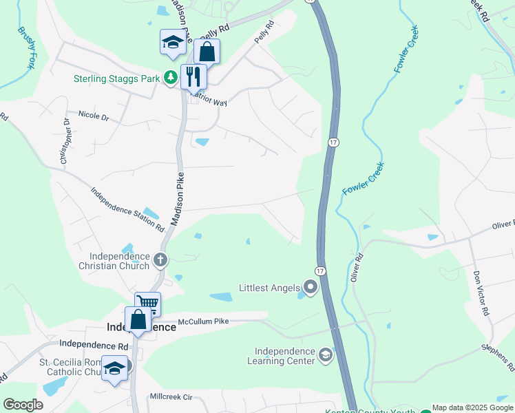 map of restaurants, bars, coffee shops, grocery stores, and more near 5201 Belle Drive in Independence