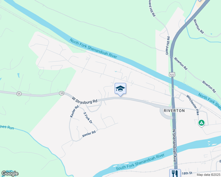 map of restaurants, bars, coffee shops, grocery stores, and more near 1344 Forest Hill Drive in Front Royal