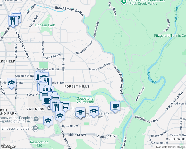 map of restaurants, bars, coffee shops, grocery stores, and more near 2853 Allendale Place Northwest in Washington