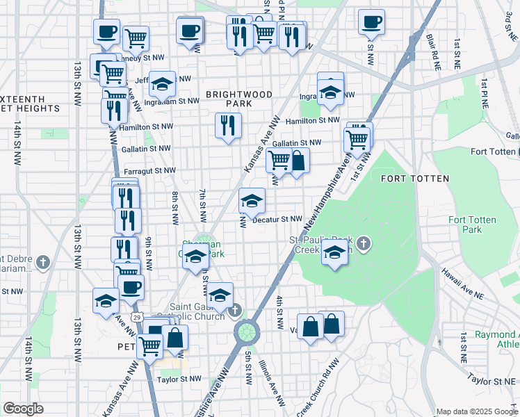 map of restaurants, bars, coffee shops, grocery stores, and more near 428 Delafield Place Northwest in Washington
