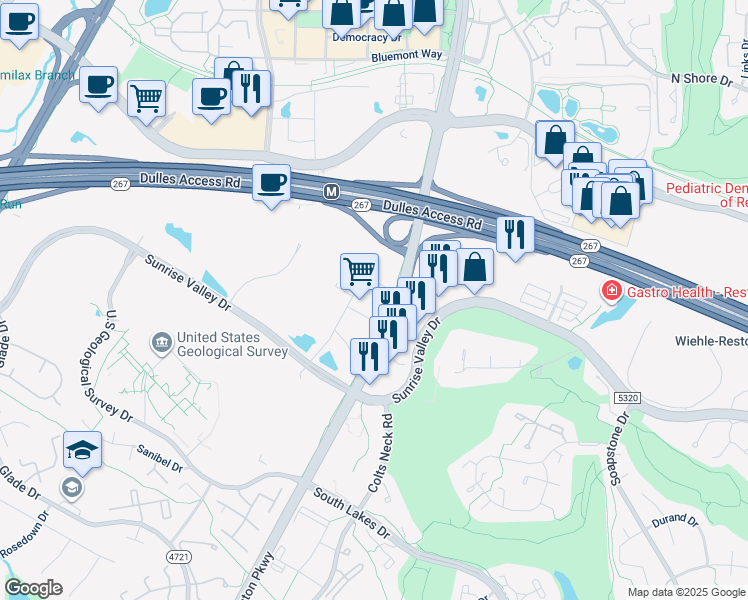 map of restaurants, bars, coffee shops, grocery stores, and more near 2033 Fulton Place in Reston