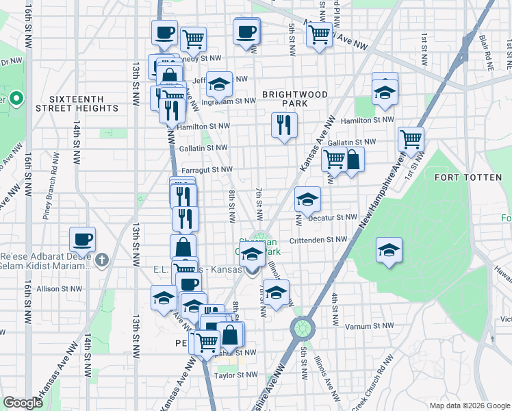 map of restaurants, bars, coffee shops, grocery stores, and more near 101 Independence Avenue Southeast in Washington