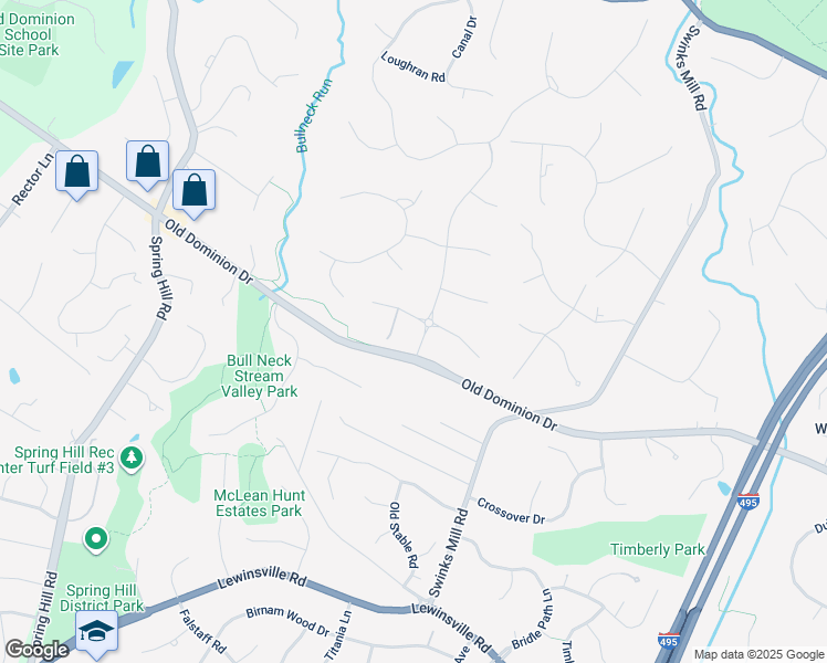 map of restaurants, bars, coffee shops, grocery stores, and more near 7829 Montvale Way in McLean