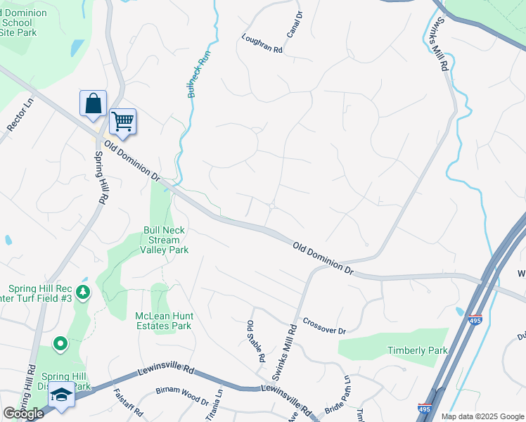 map of restaurants, bars, coffee shops, grocery stores, and more near 7829 Montvale Way in McLean