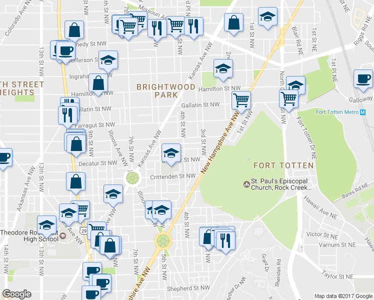 map of restaurants, bars, coffee shops, grocery stores, and more near 101 Independence Avenue Southeast in Washington