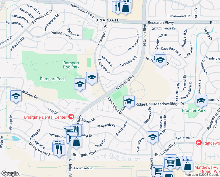 map of restaurants, bars, coffee shops, grocery stores, and more near 3326 Soaring Bird Circle in Colorado Springs