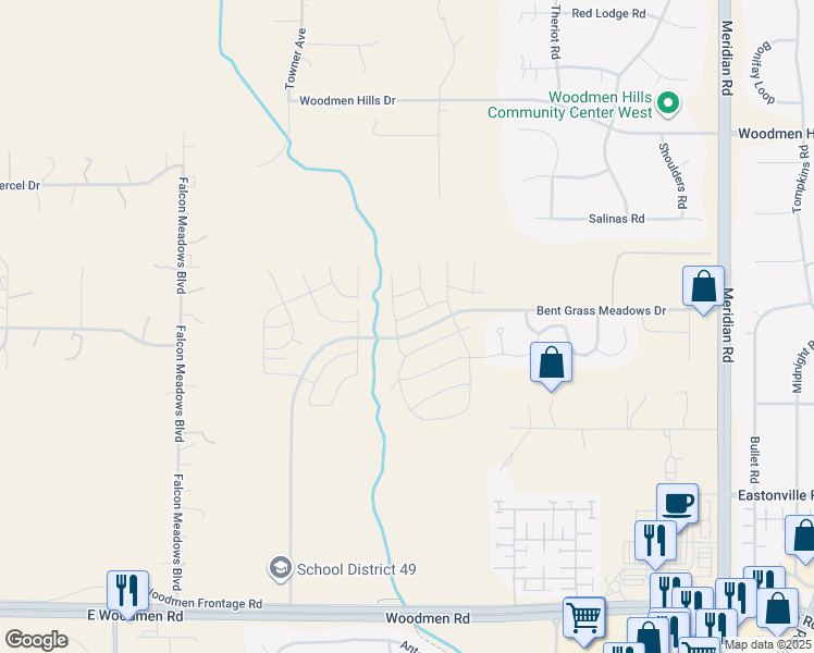 map of restaurants, bars, coffee shops, grocery stores, and more near 11093 Willmore Drive in Peyton